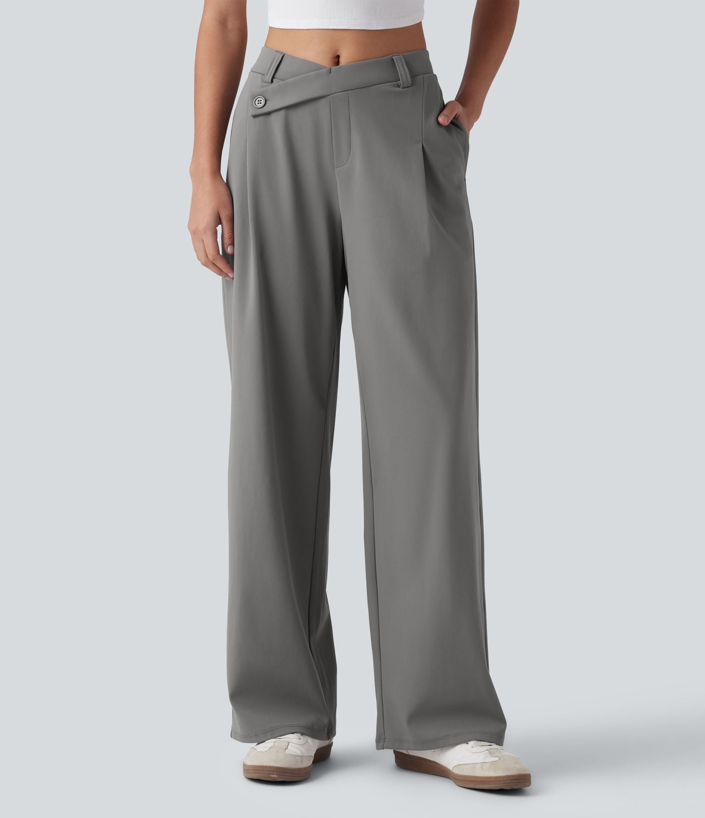 Pantalon tailleur ample asymétrique taille mi-haute Halara Flex™ DayStretch avec poches