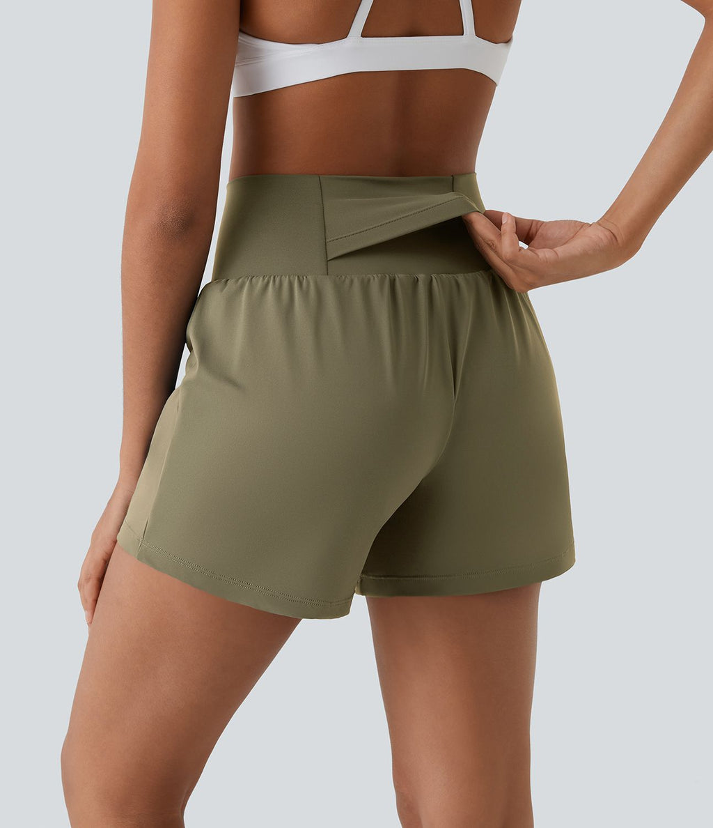 Short yoga 2-en-1 SoftlyZero™ Airy effet frais InstantCool taille très haute 12,5 cm avec poches, longueur allongée