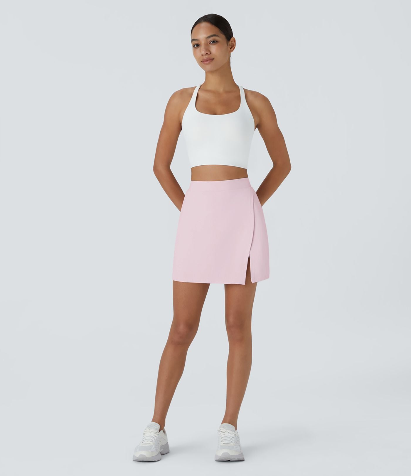 Softlyzero™ Airy Jupe Tennis Toucher Frais 2 en 1 avec Coupe Latérale et Poche Latérale - Pureté - UPF50+
