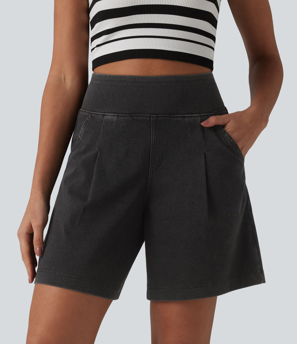 Halara Flex™ Short décontracté ample en jean taille haute 17,5 cm avec poches