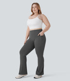 Pantalon de yoga à coupe bootcut gainant galbant taille haute grande taille avec effet scrunch et poches Halara UltraSculpt™