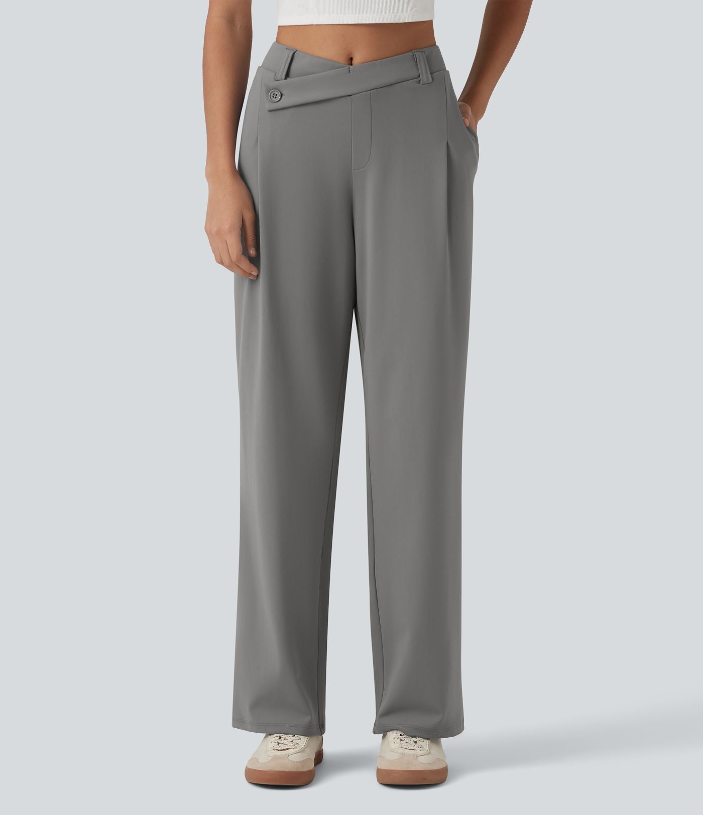 Halara Flex™ DayStretch Pantalon tailleur asymétrique jambe droite taille mi-haute avec poches