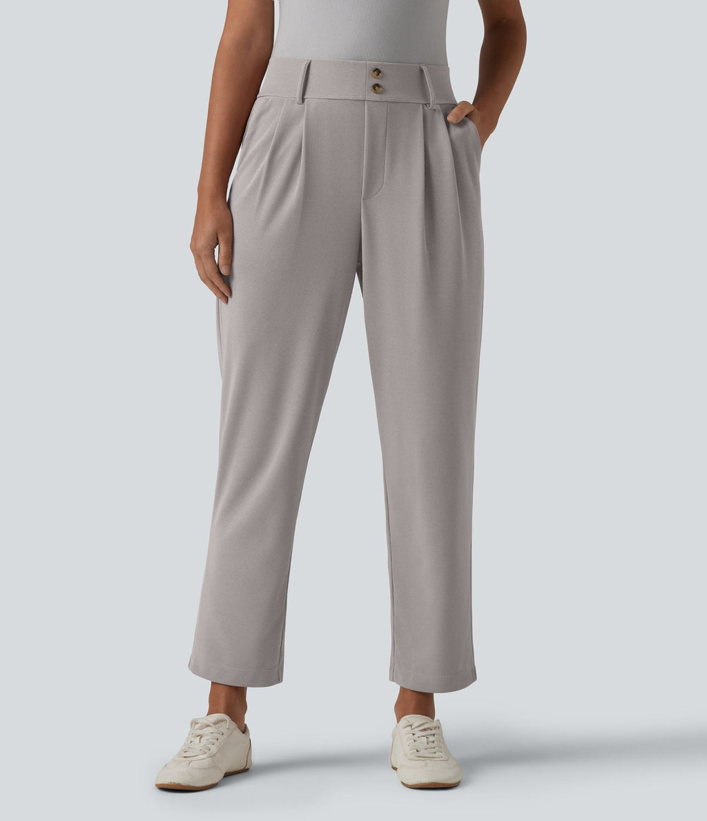 Halara Flex™ Pantalon tailleur fuselé taille haute en tissu gaufré avec poches
