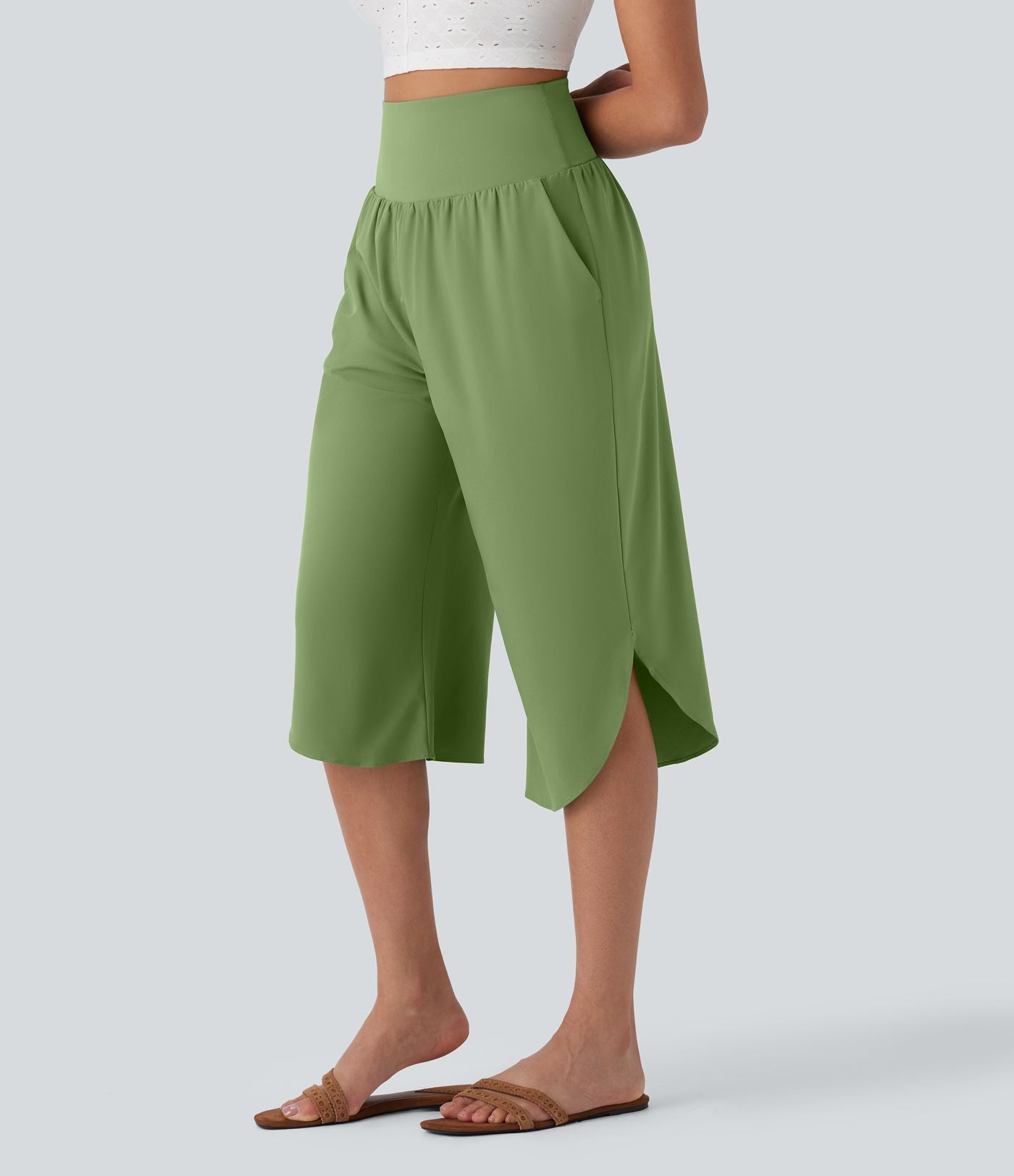 Pantalon corsaire gainant taille haute à ourlet asymétrique et séchage rapide avec poches Breezeful™