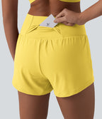 Short de yoga 2-en-1 SoftlyZero™ Airy croisé taille haute 7,5 cm effet frais InstantCool avec poches