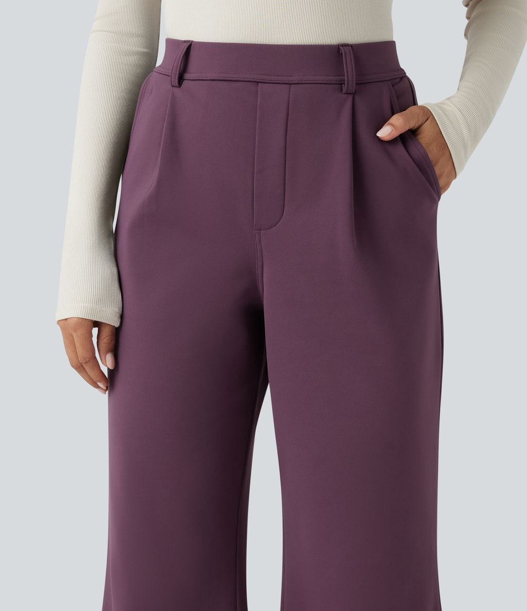 Pantalon tailleur évasé thermique taille haute SoftlyZero™ Plush avec poches