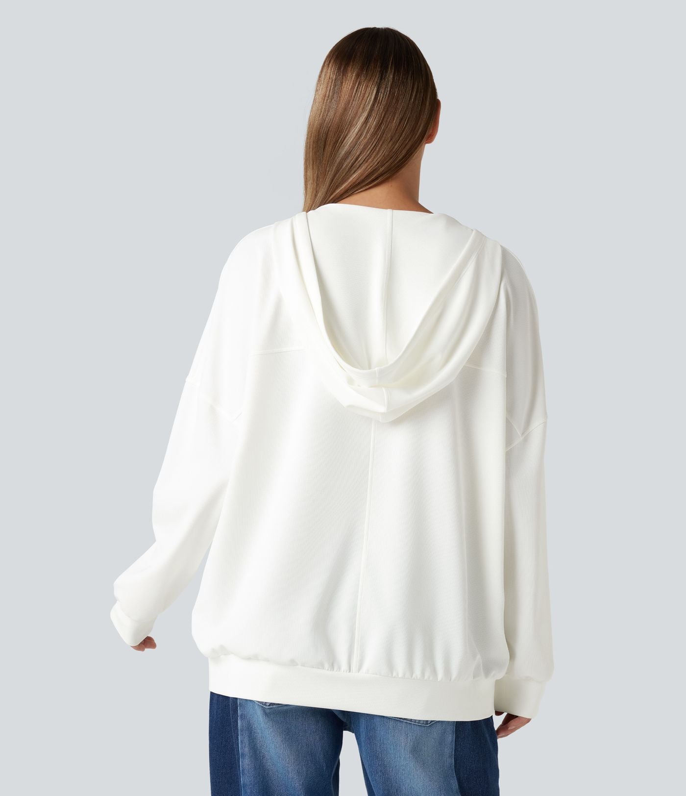 Sweat-shirt à capuche col V manches longues coupe décontractée avec poches