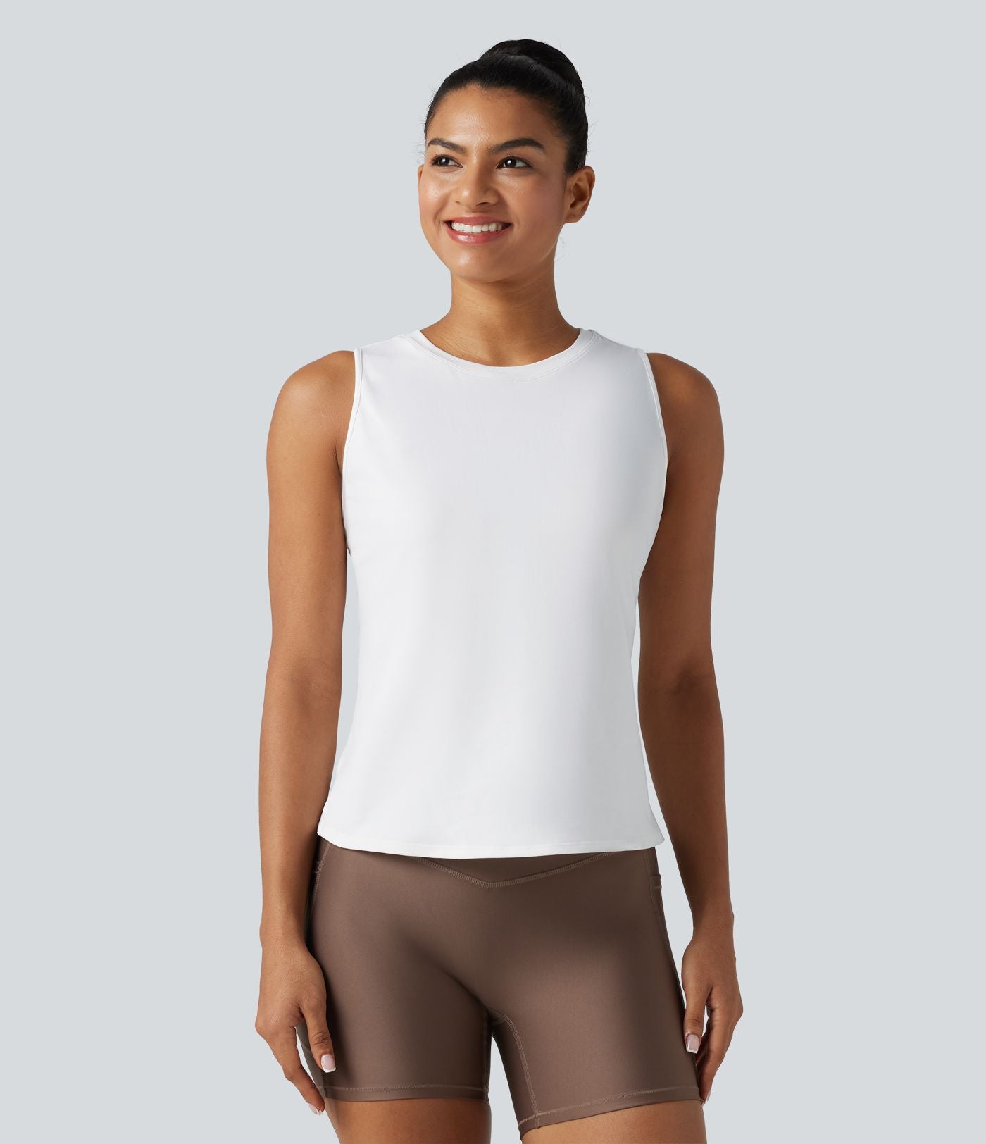 Débardeur de yoga chiné avec découpe et ourlet croisé