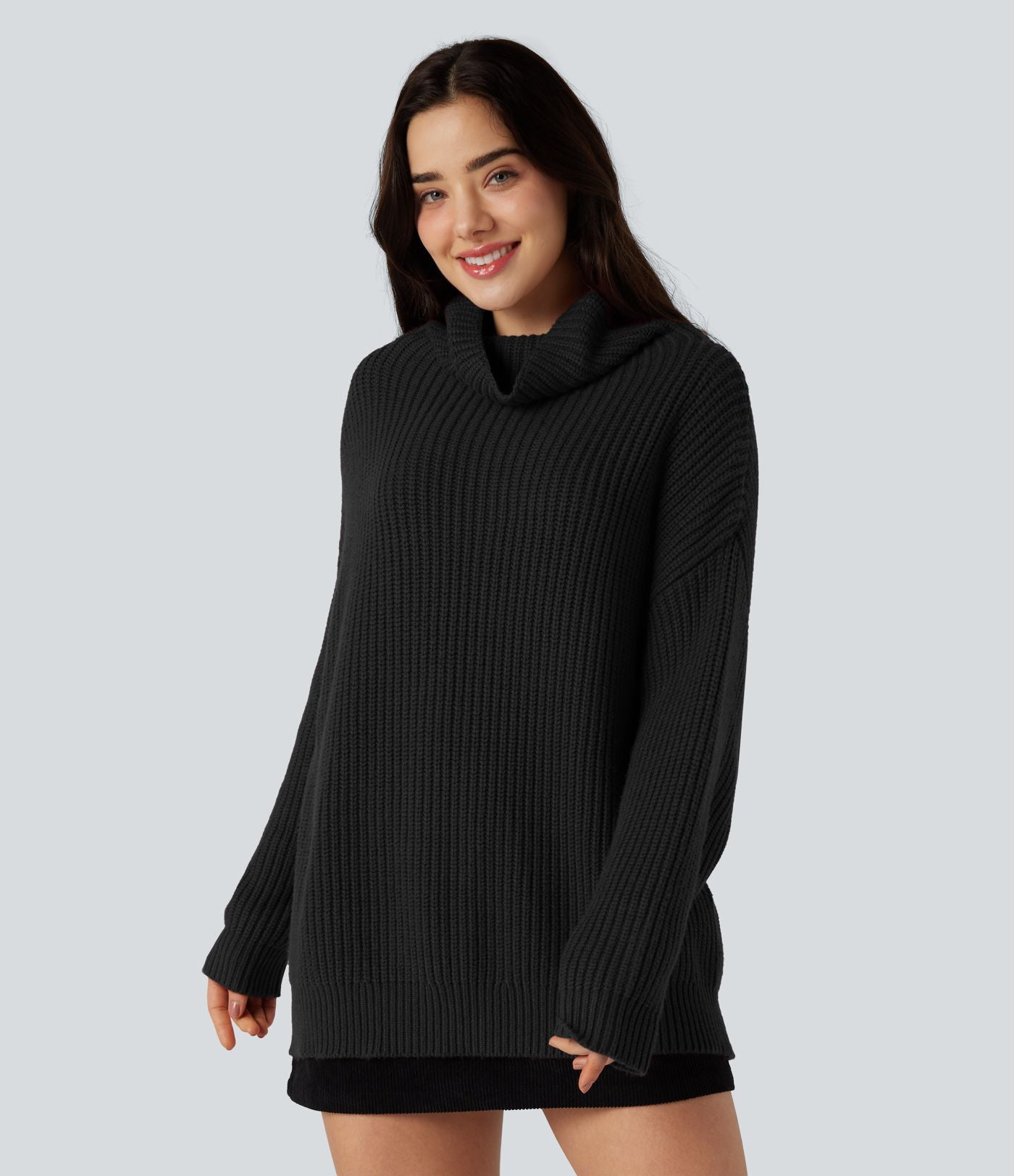 Pull col montant manches longues