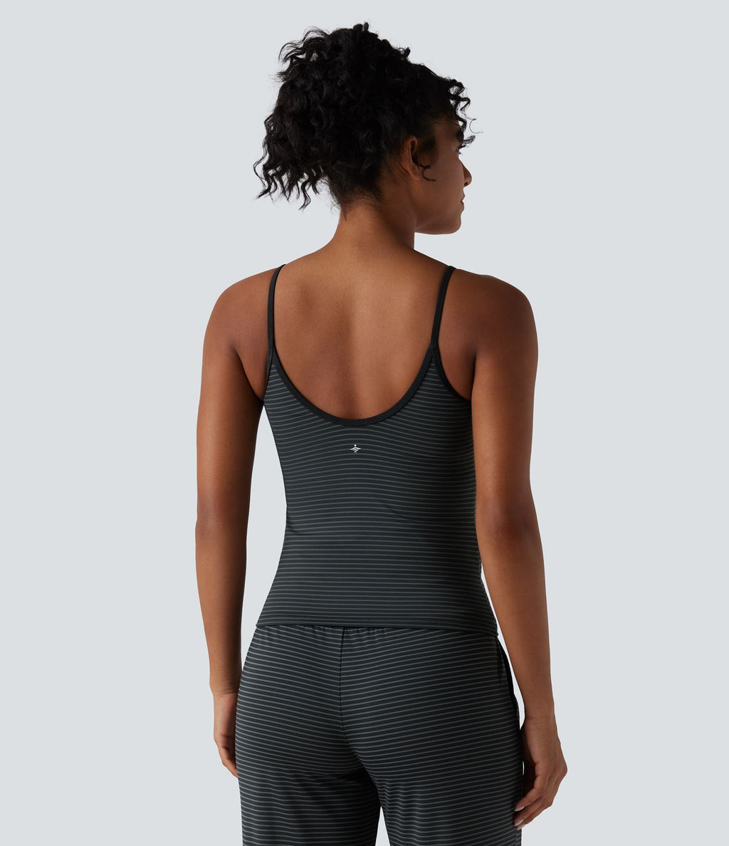 Débardeur de yoga à rayures et col U