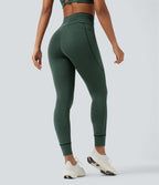 Legging de yoga rayé taille haute avec cordon de serrage et poches