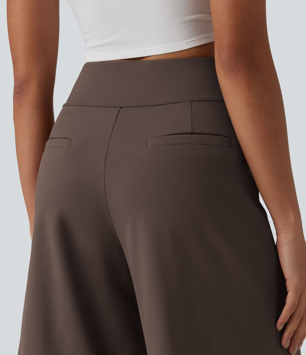 DayStretch Short tailleur bermuda plissé taille haute 25,5 cm avec poches