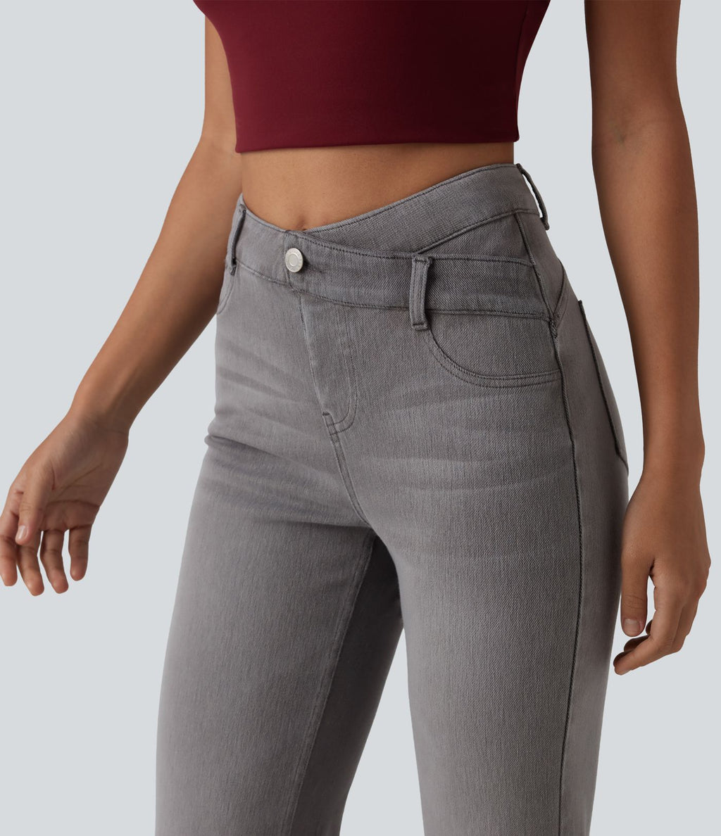 Jean Halara Flex™ taille haute croisé gainant bootcut décontracté avec poches