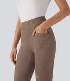 Legging décontracté 7/8 effet daim taille haute gainant avec poches
