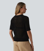 Pull col rond manches courtes