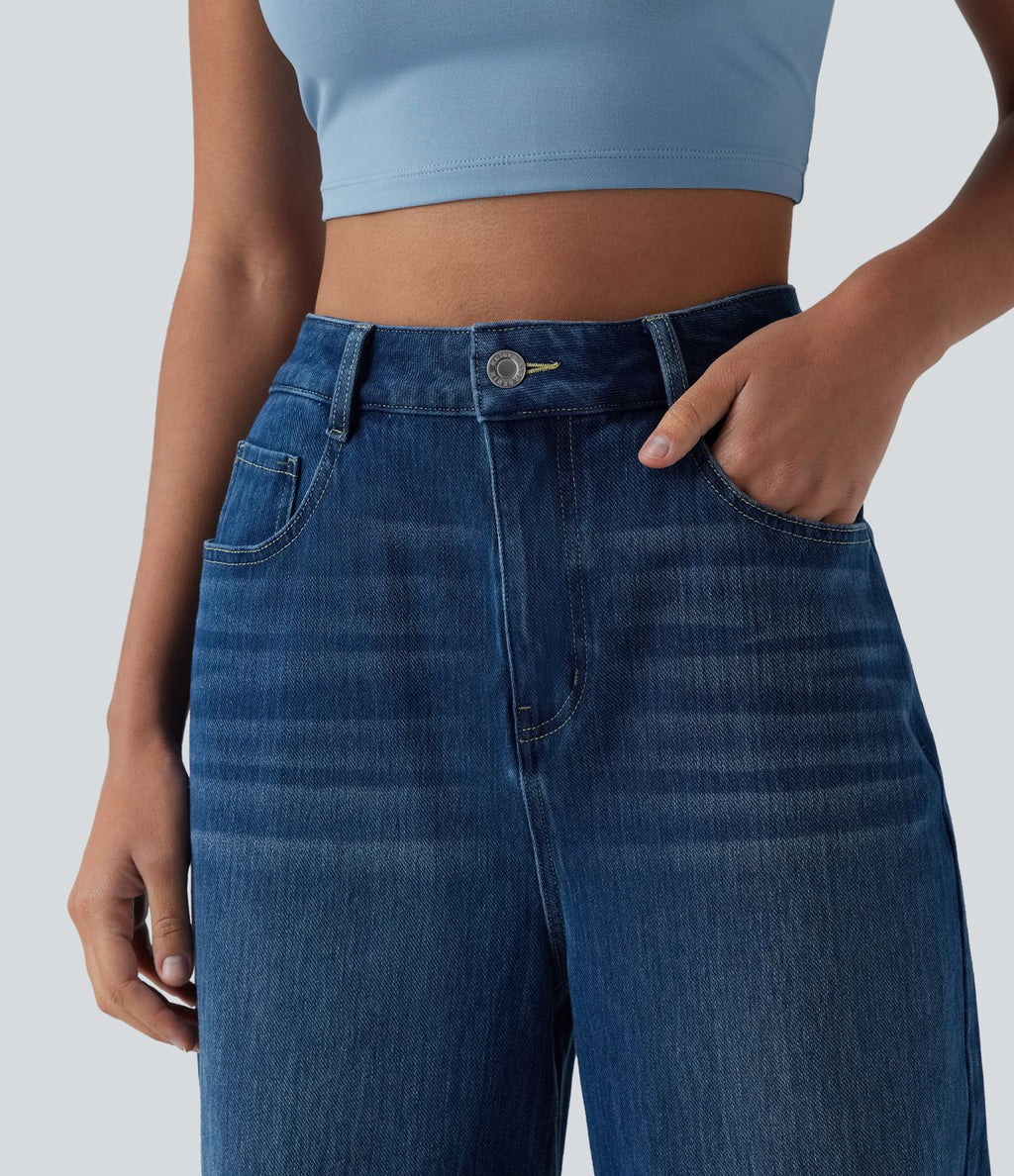Jean Halara Flex™ taille haute large décontracté avec poches