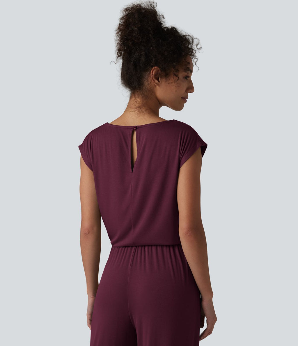 Combinaison casual sans manches col V cordon de serrage avec poches - Easy Peasy