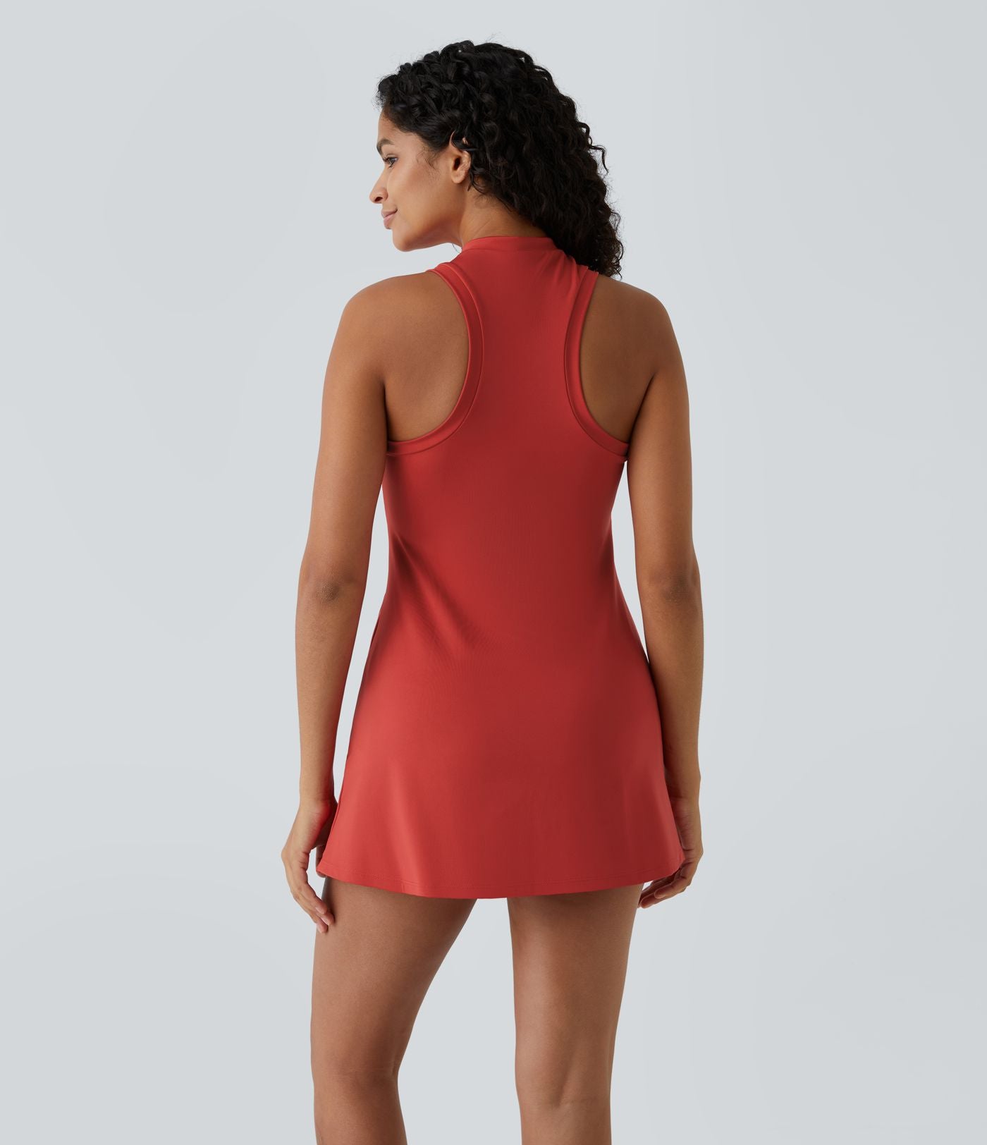 Robe de Tennis Mini Sport 2 Pièces avec Fermeture Éclair Dos Nageur et Poches Latérales Fendues