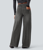 Jean décontracté ample gainant taille mi-haute avec poches Halara Flex™
