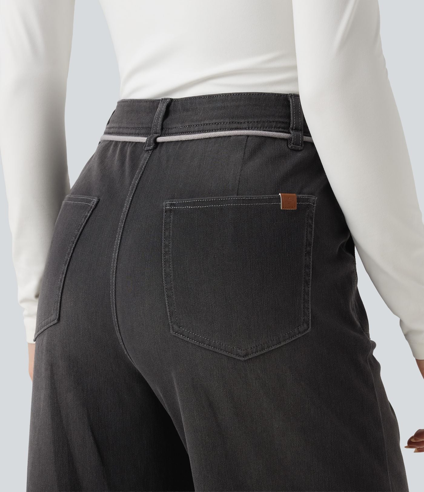 Jean droit baggy Halara Flex™ taille mi-haute avec cordon ajustable et poches