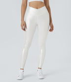 Legging de yoga SoftlyZero™ en simili stretch avec taille croisée, imprimé métallisé et poche arrière