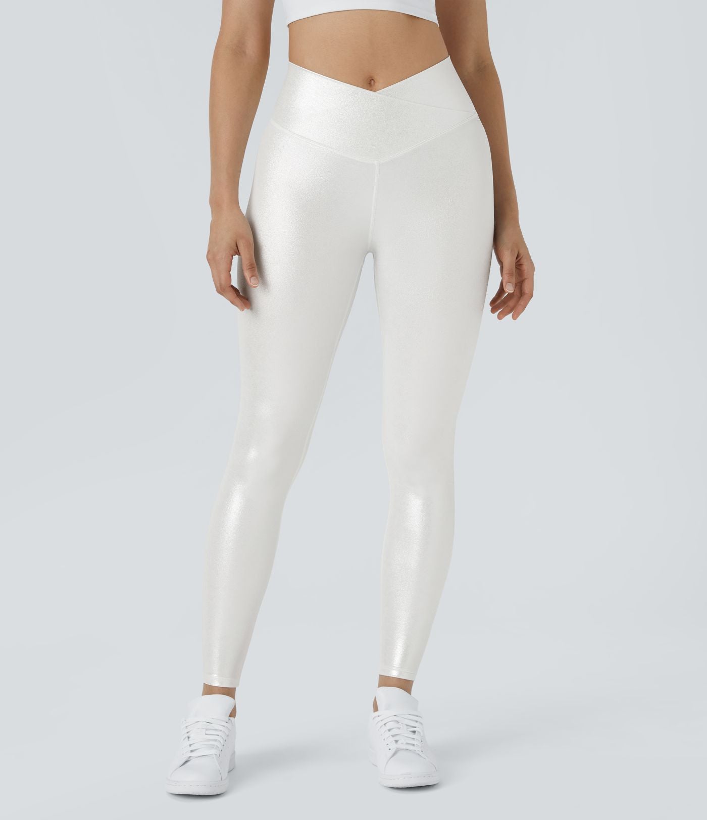 Legging de yoga SoftlyZero™ en simili stretch avec taille croisée, imprimé métallisé et poche arrière