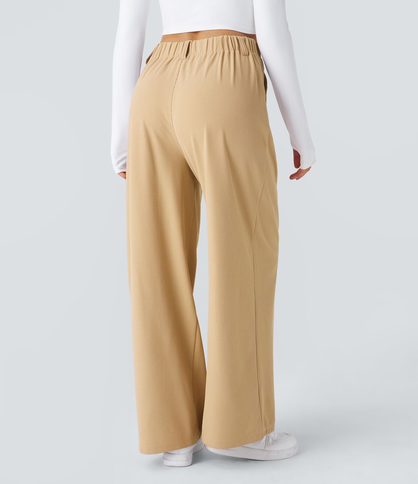 Halara Flex™ Pantalon Tailleur Large Fluide Gaufré Taille Haute Poches Latérales