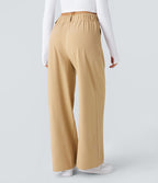 Pantalon Tailleur Large Fluide Halara Flex™ Gaufré Taille Haute Poches Latérales