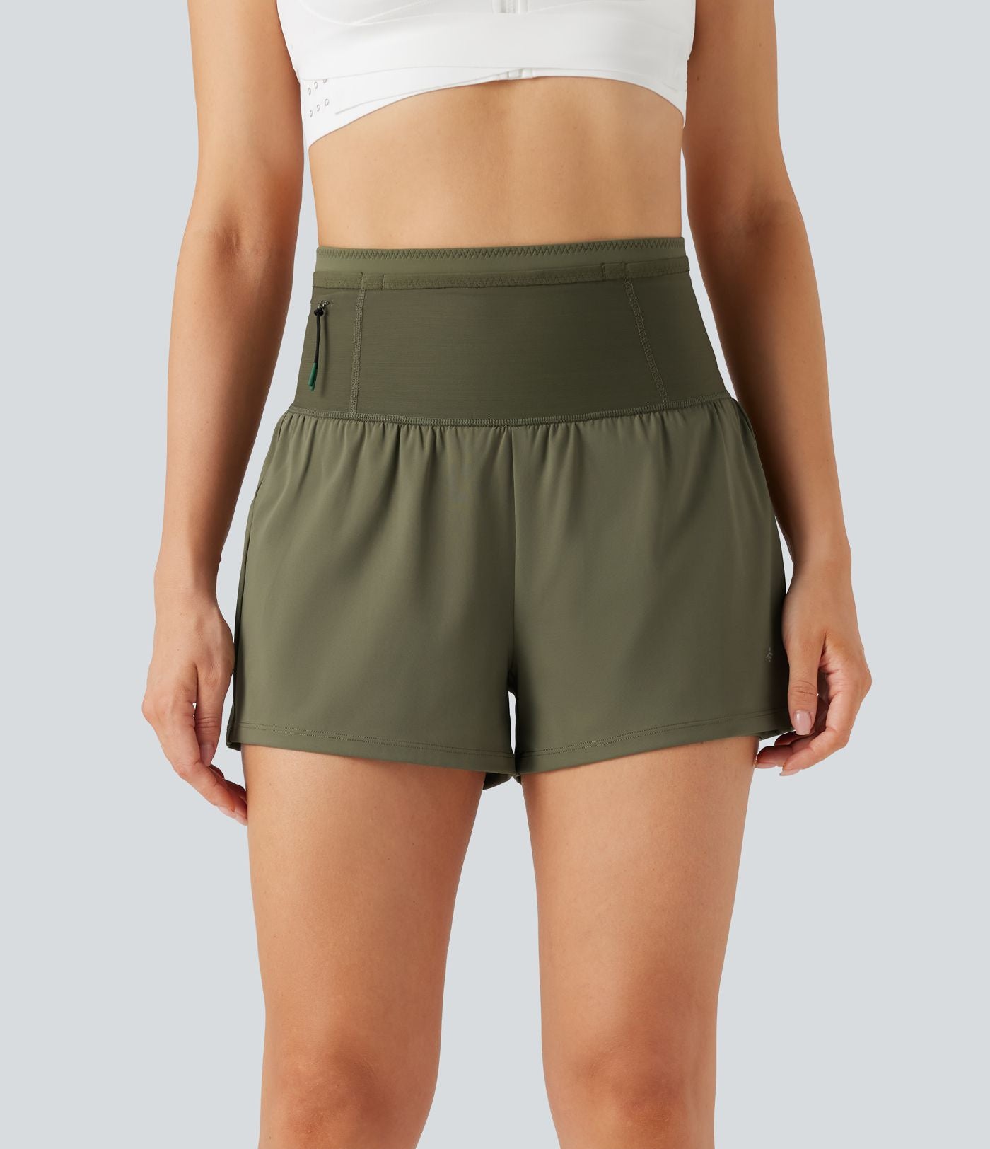 Short de course SpeedWave™ taille haute mesh contrastant 2-en-1 séchage rapide avec multiples poches
