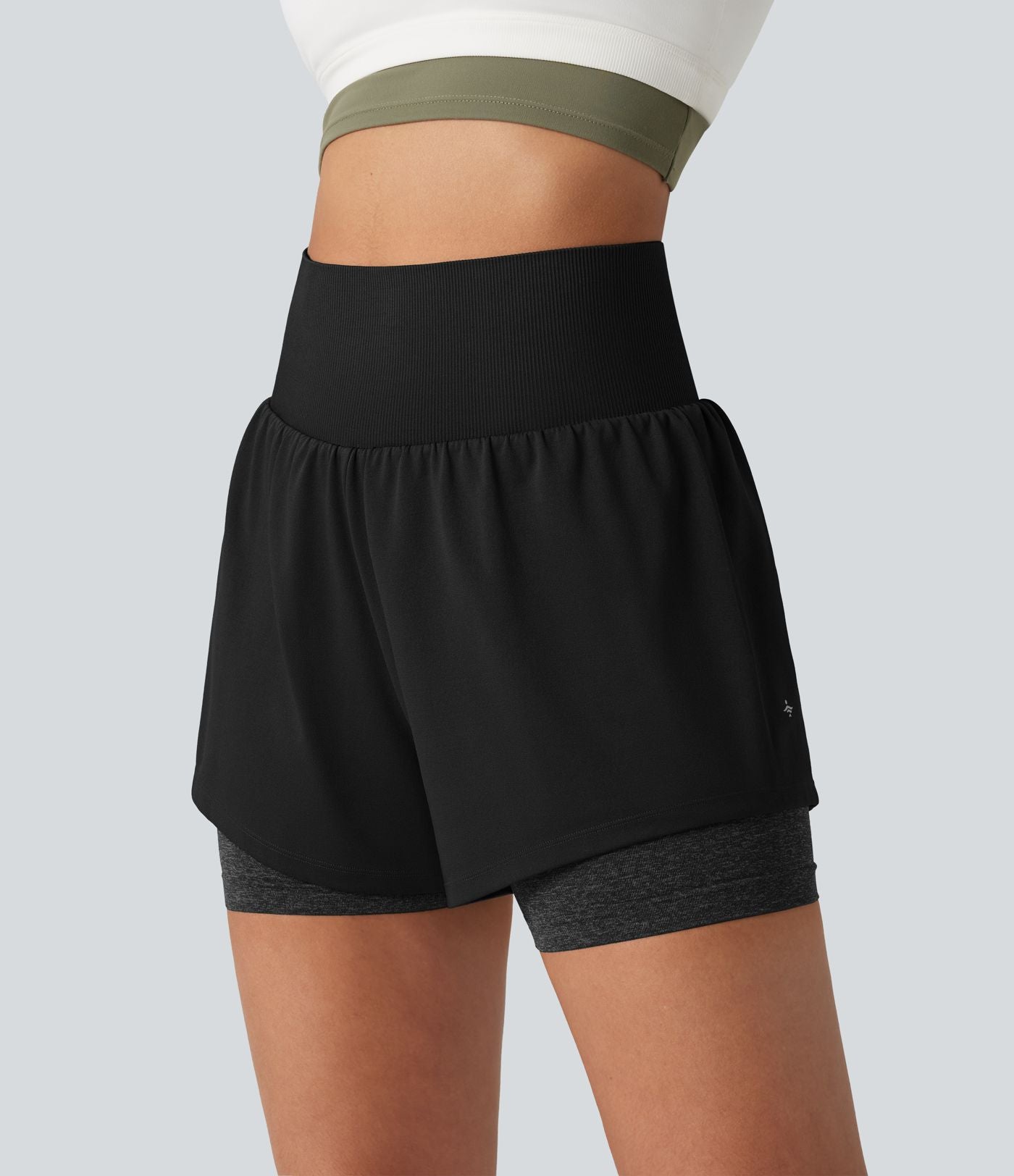 OneForm Short de sport 2-en-1 sans couture taille haute 10 cm avec poche