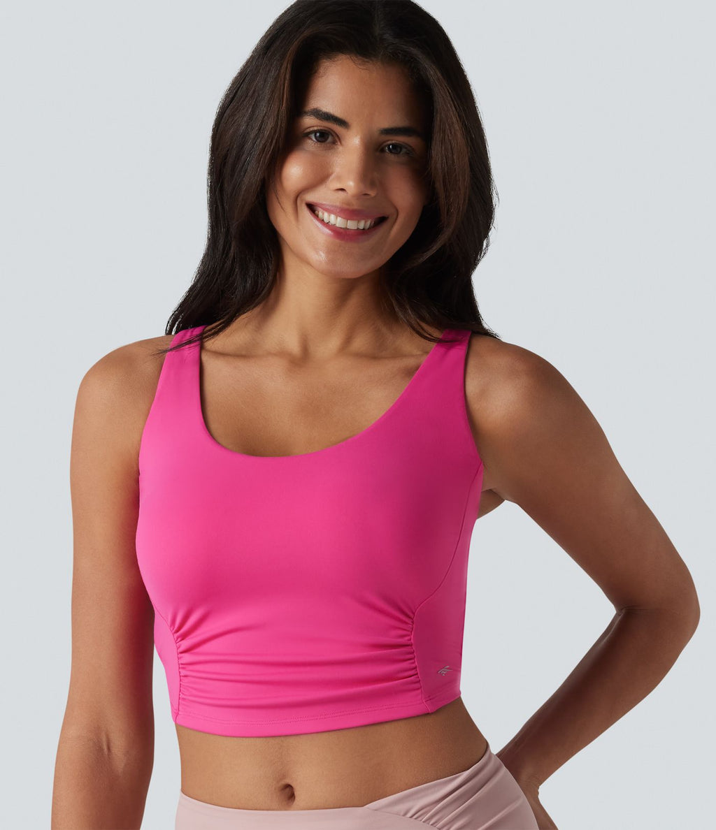 SoftlyZero™ Plush Débardeur de sport dos nu croisé et torsadé, bretelles ajustables et soutien-gorge intégré