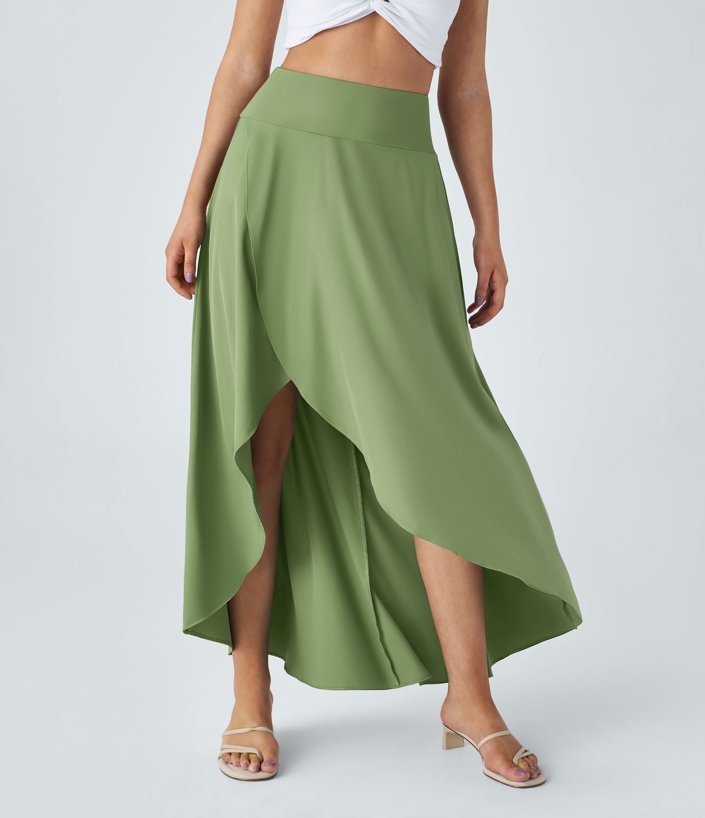 Jupe Longue Casual Breezeful™ Taille Haute à Volants 2en1 Fluide Sèchement Rapide Quotidien Maxi