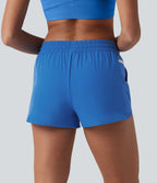 Breezeful™ Short de course taille mi-haute à séchage rapide, cordon de serrage, ourlet arrondi, sous-short intégré et poches