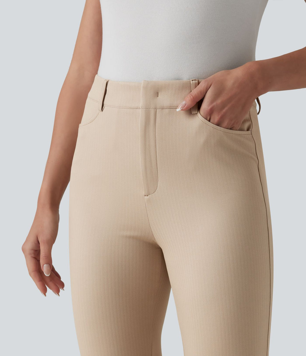 Halara Flex™ Pantalon tailleur bootcut taille haute à chevrons avec poches