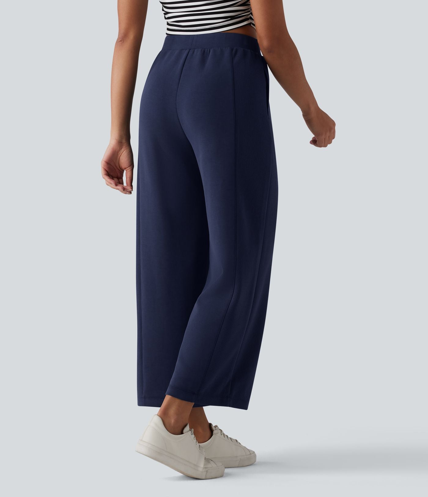 SpacerTek™ Pantalon casual large taille haute avec poches