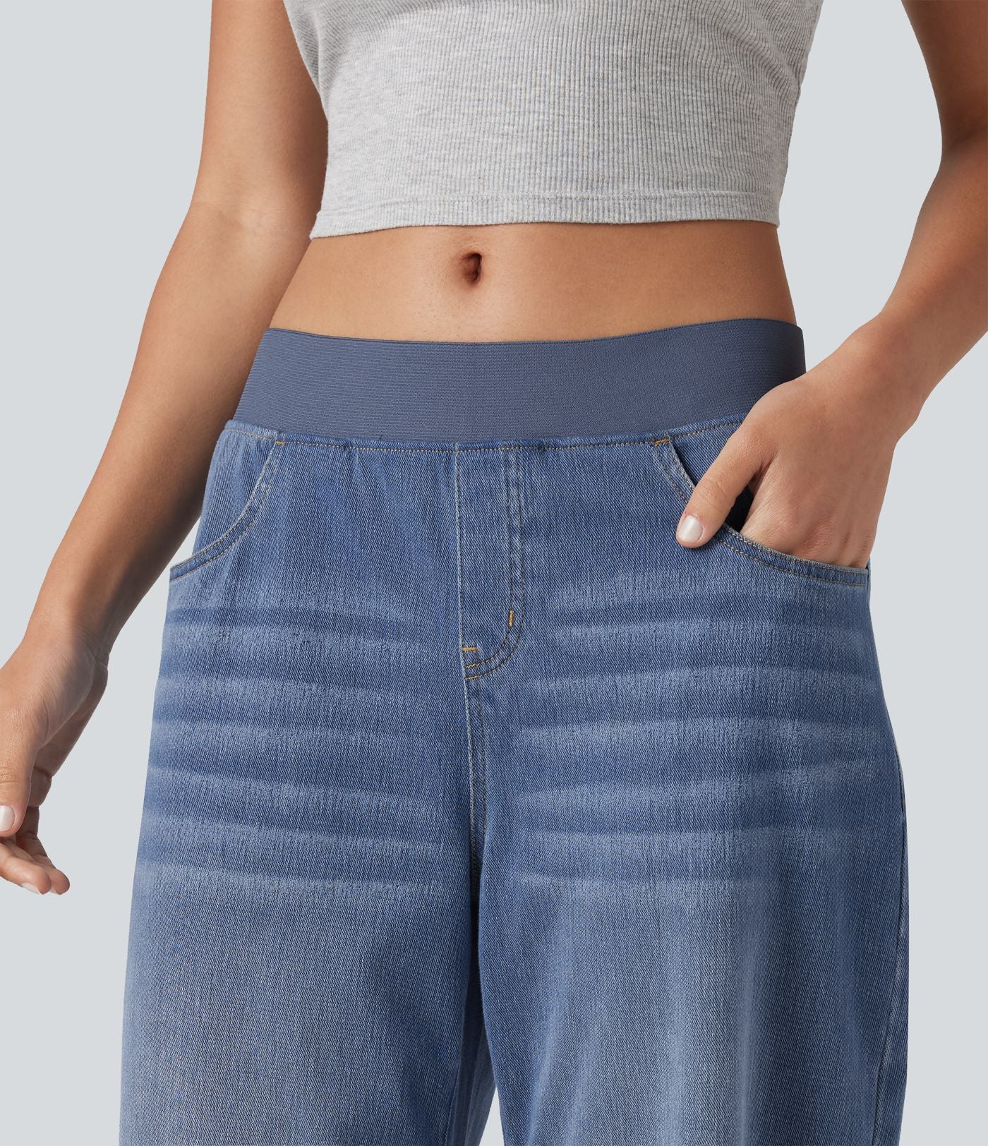 Jean capri barrel taille basse Halara Flex™ Denim avec poches