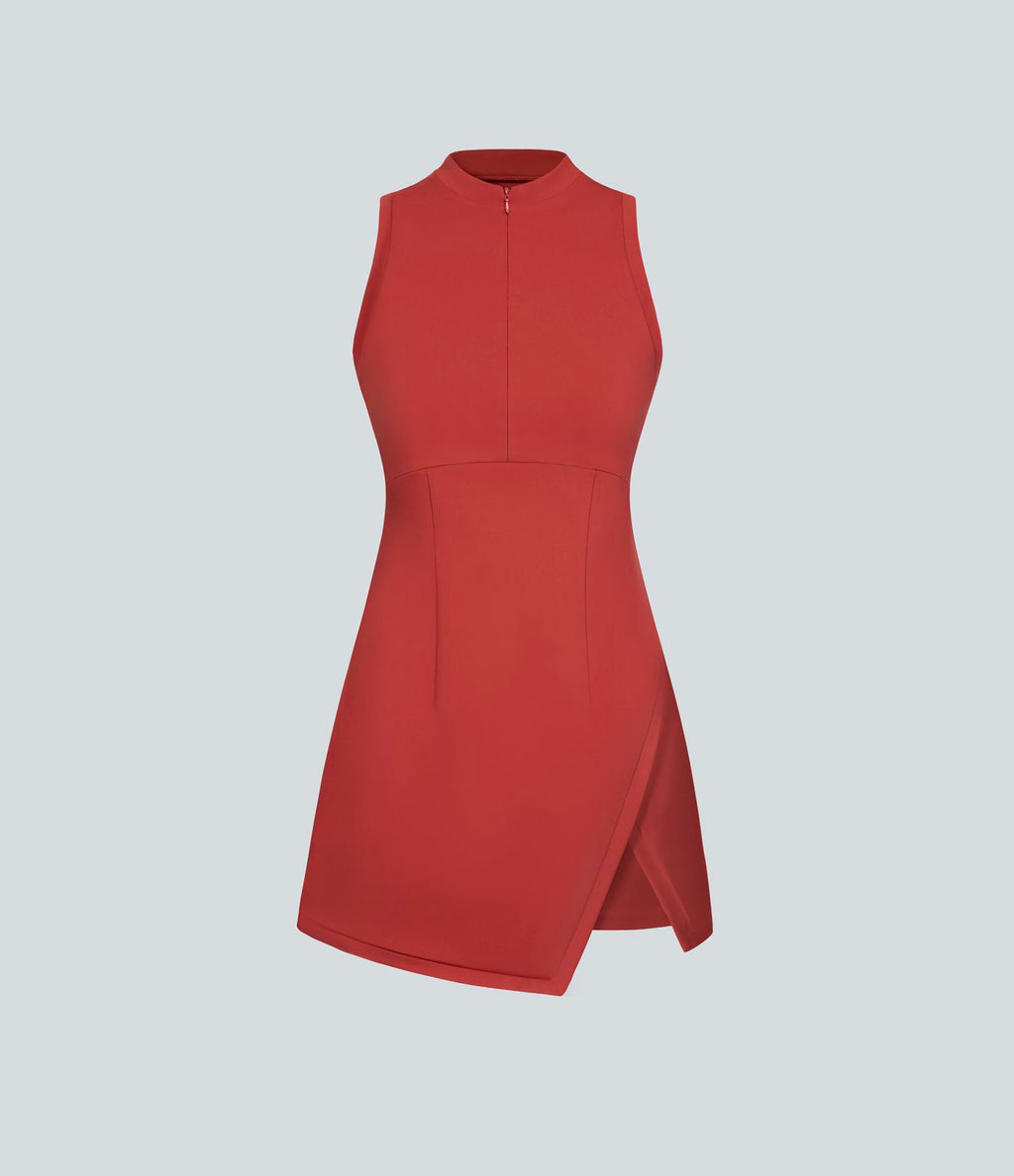 Robe de Tennis Mini Sport 2 Pièces avec Fermeture Éclair Dos Nageur et Poches Latérales Fendues