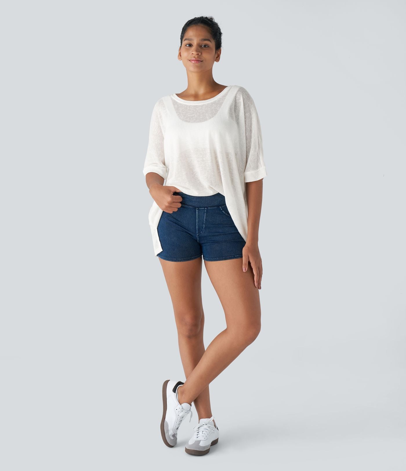 Top Casual Oversize Asymétrique Ourlet Fendu Transparent