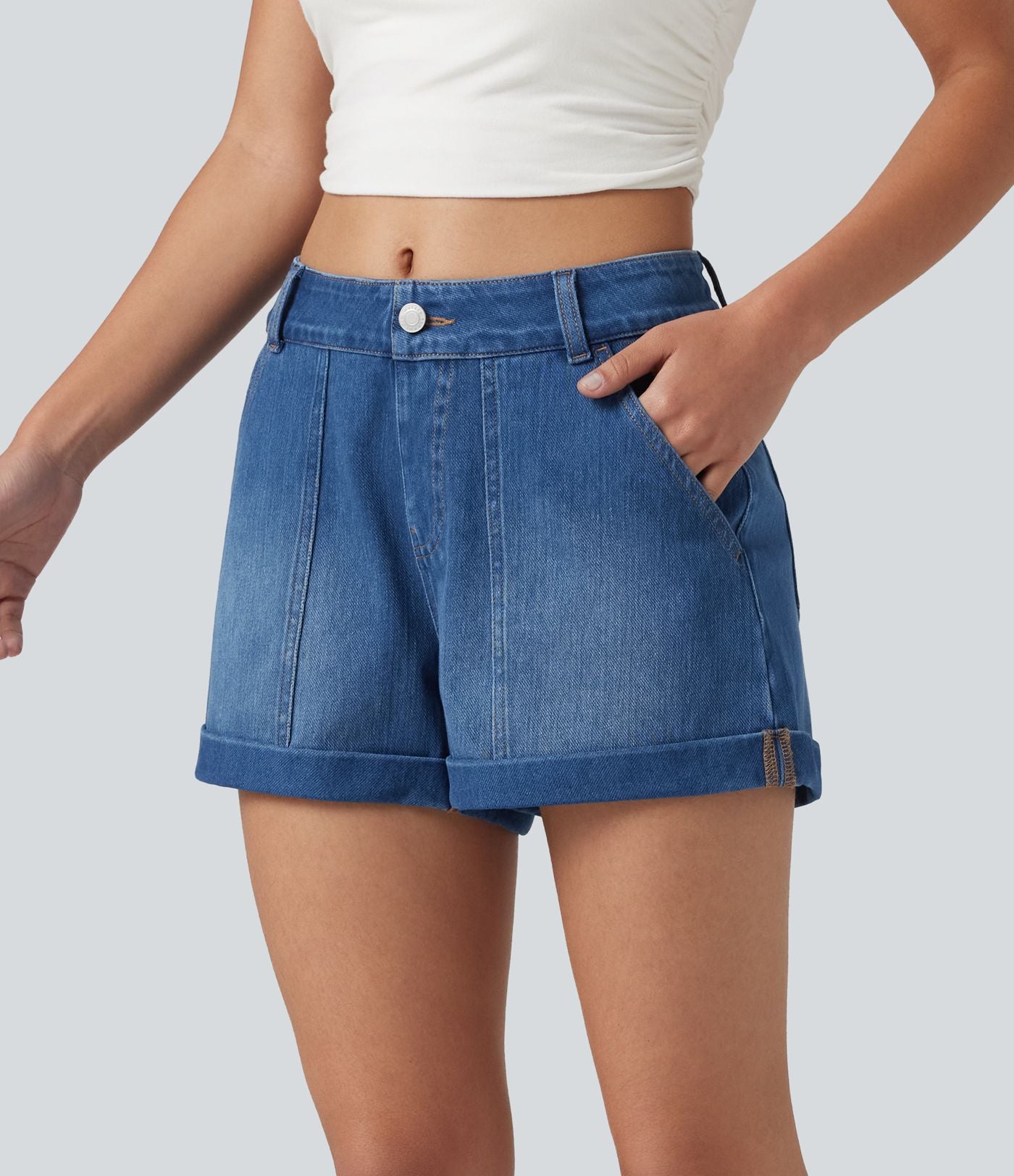 Short en jean Halara Flex™ taille basse décontracté 7,5 cm avec poches