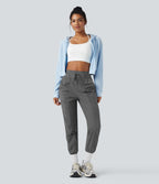 Jogging de danse fuselé froncé séchage rapide effet frais InstantCool taille haute avec cordon de serrage et poches, protection solaire UPF40+