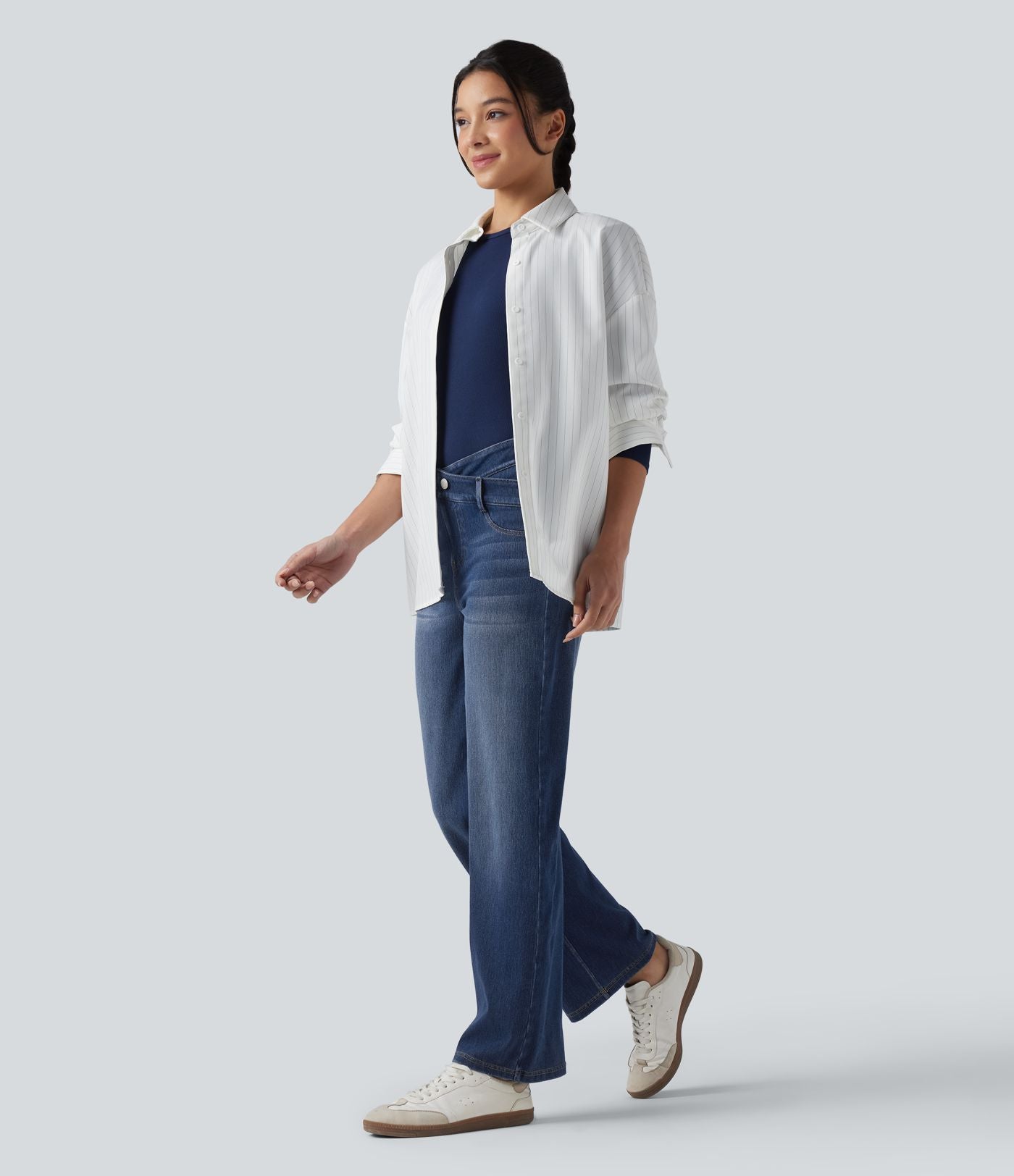 Jean droit Halara Flex™ taille mi-haute croisé gainant avec poches