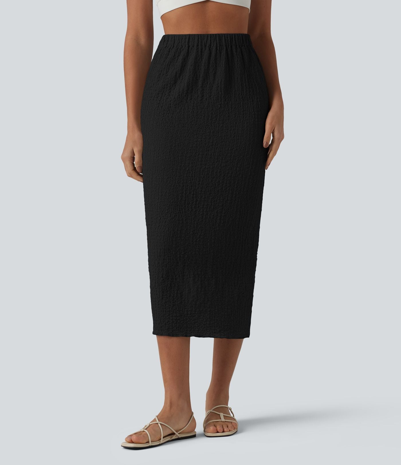 Jupe midi décontractée taille haute