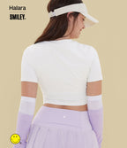 T-shirt casual cropped ajusté froncé Halara X Smiley® Halara UltraSculpt™ col rond à manches courtes
