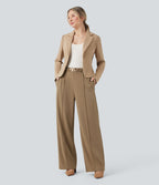 Pantalon de travail coupe droite taille haute avec chaîne métallique avec poches