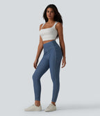 Jegging 7/8 rayé taille haute Halara Flex™ avec poches et effet ventre plat