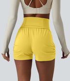 Short de yoga SoftlyZero™ Airy taille haute froncé effet frais InstantCool 7,5 cm avec poches