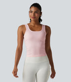 OneForm Seamless Flow Débardeur de yoga sans couture col carré avec fronces