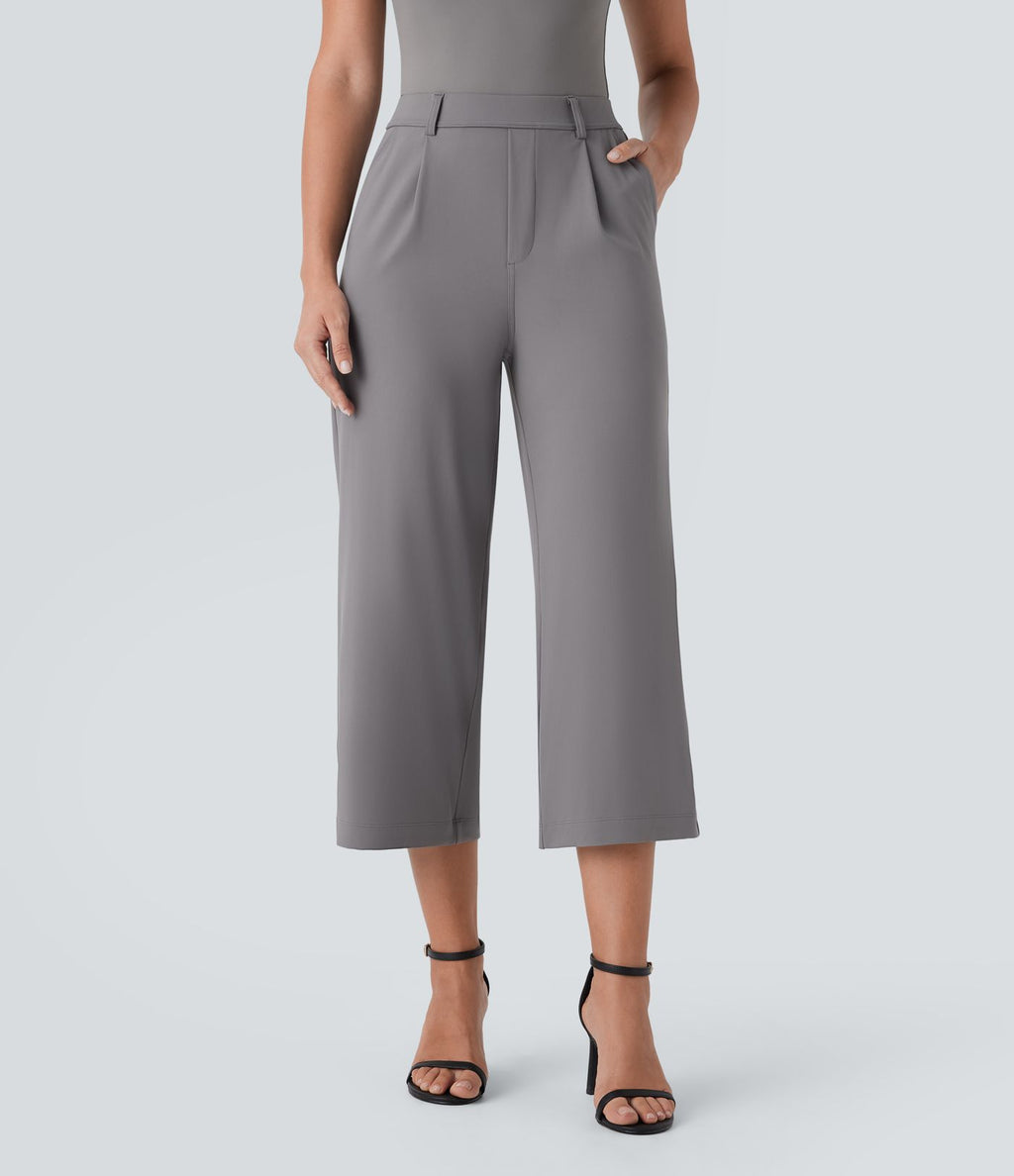 Pantalon capri de travail coupe droite taille haute Halara Flex™ DayStretch avec poches latérales