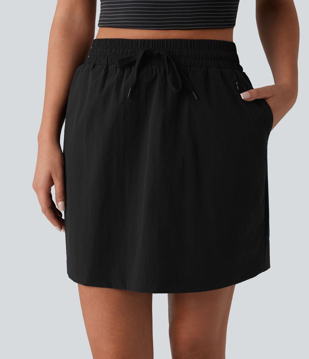 Jupe de randonnée 2 en 1 taille haute avec cordon de serrage et poches