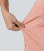 Short tailleur baggy asymétrique taille mi-haute aspect lin 12,5 cm avec poches